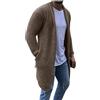 Rrongwn Cardigan Uomo Lungo Cotone Invernale Maglia Basic Pullover Invernale Business Maglia Manica Lunga A Quadri Giacca Di Lana Monocromatica Pilota Con Tasca Giacca Casual, cachi, M