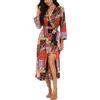 PrinStory Accappatoio da Donna Leggero con Maniche a 3/4, con Scollo a V, Kimono
