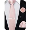 Ailisus Cravatta Sottile e Fazzoletto da Taschino Tinta Unita 2,4'' (6cm) Cravatte Sottili Classiche da Uomo Fazzoletto Spilla da Risvolto Fermacravatta Set Formale Matrimonio Festa, Rosa cipria