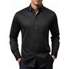 Mauro Kane Camicia No Stiro Uomo Manica Lunga, Camicia da Uomo Elegante Nero XXL