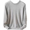 Generic Maglione da uomo in 100% cashmere di visone tinta unita pullover girocollo a maglia maglione a maniche lunghe, Grigio Chiaro9, XXL