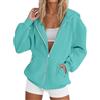 Generico Zip Hoodies for Women UK Oversized Plain Ladies Zip Up Hoodies, with Pockets, Trendy Casual Loose Long Sleeve Crewneck Pullover, Fall Winter Cloth Fashion Ladies Outfit (Lake Blue,L)