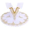 IMEKIS Vestito da Ballo per Balletto per Ragazze Ricamo Floreale Body per Danza Classica Body Tutu Gonna Principessa Fata Ballerina Dancewear Costume per Spettacoli Teatrali Bianco 4-5 Anni