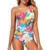 Holipick - Costume da Bagno Monospalla Intero da Donna, Contenitivo, Copertura Completa, con Scollo a Goccia, Motivo Floreale Tropicale., M