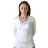 New Day intimo eccezionale Made in Italy - Camicia 3 Underwear in Caldo Cotone con Maniche Lunghe per Donna con Pizzo macramè o Sateen Neckline, Lacy/Bianco, XXL