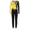Agoky Tuta da Ginnastica Artistica per Bambina Manica Lunga con Strass Bodysuit da Danza Classica Patchwork in Rete Body Leotard da Balletto Pattinaggio Yoga Tutine Giallo 7-8 anni
