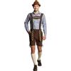 Partychimp Set Trachten Uomo Oktoberfest Lederhosen (Bretelle + Blusa Oktoberfest Blu o Rosso) - Taglia S fino a 2XL, Marrone/Blu, XXL