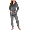 Lovasy Pigiama in Pile Donna Invernali Pigiami Due Pezzi a Maniche Lunghe | con Cappuccio Set Pigiama Caldo Comodo e Soffice con Tasche
