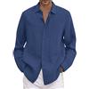 Generic Camicia da Uomo a Maniche Lunghe con Colletto rovesciato da Uomo in Cotone e Lino Estivo da Uomo, Casual, Taglie Forti Dolcevita Invernale