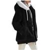 Qichenx Cappotto Donna Caldo Giacca Invernale Cerniera Cappotto con Cappuccio Spesso Parka Casuale Sciolto Cappotti Giubbotto felpato con cappuccio tinta unita (Nero, 2XL)