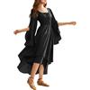 Celanisai Abito medievale da donna rinascimentale, a maniche lunghe, con corpetto ad A, a vita alta, medievale, increspato, con volant, stile vichingo, abito vittoriano, O nero., M