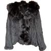 Generic Cappotto Da Donna In Vera Pelliccia Di Coniglio Lavorata A Maglia Autunno Con Giacca In Vera Pelliccia Di Coniglio A Maniche Lunghe Con Colletto In Vero black L