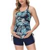 Maacie Costume da bagno premaman Tankini Fashion Ultra Soft Smooth Fabric Costume da bagno per la maternità, Foglie blu, M