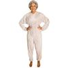 eMMe SQUARE - Pigiama Sanitario Intero Estivo a Manica Lunga con Zip Posteriore, Tutona Sanitaria per Anziani Disabili e Degenti, Cotone Leggero, Made in Italy, Bianco con Fantasia Donna Taglia XS