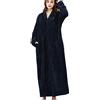 DSNOW Accappatoio da donna in pile accappatoio da bagno caldo per l'inverno, blu marino, XL