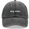 Cap Base Cappello da baseball con scritta Dog Mum, vintage, lavato, unisex, regolabile, Nero , Taglia unica