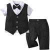 Lito Angels Children's Apparel Lito Angels Completo Elegante Bimbo Estivo Abito Formale con Gilet e Papillon Taglia 12-18 Mesi, Nero Strisce
