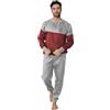 Australian Pigiama Lungo Uomo in Caldo Cotone in Vari Modelli E Taglie dalla M alla 2XL, Pigiama Maschile (IT, Testo, XXL, Regular, Regular, AI762-Bordeaux/Grigio Chiaro)