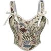 SCARLET DARKNESS Women Renaissance Corset Square V-Neck Lace-up Corset Top Floral Shapewear Corsets
