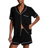 Victoria's Secret Pigiama Corto Set, Pigiama Donna, 2 Pezzi, Modal, Nero, M