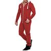 Eshal Onesie - Tuta intera da uomo in pile, tuta da allenamento, pigiama, tuta con cappuccio, bella e elegante, Vino, M