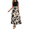 RUIRUILICO Vestito Donna Estivi Stampa Floreale Abito a Portafoglio Senza Maniche Girocollo Casual Elegante Maxi Abito da Cocktail Festa Bohémien