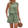 crazy bean Tuta Estiva Due Pezzi Senza Maniche da Donna Tuta Sportiva Estiva di Moda Femminile Completo Casual Estivo Top Senza Maniche e Pantaloncini a Vita Alta con Tasche Verde XL