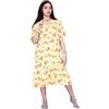 Leedya Camicia da Notte Donna Estiva, Made in Italy - Vestaglia 100% Cotone - Pigiama vestibilità Svasata e Morbida - Maniche Corte 7 Bottoni (706_FANT6_23_ Giallo, L)