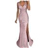 BOTCAM Abito da Donna One Shoulder Con Paillettes, Stretto, Lungo, Con Fessura, Senza Spalline, A Vita Alta, Con Brillantini, per Feste di Capodanno, Z04rosa, S