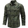 CoXuantion Camicia Uomo a Maniche Lunghe Casual Cotone Camicie Vintage Quadri Giacca Button Down Tops Morbida Workshirt con Taschino XXL,Verde