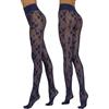 Sarah Borghi Loulou Collant Donna Fantasia 20 Denari, Calze Donna Fantasia Floreale Effetto Pizzo con Riga Posteriore, Made in Italy (blu violet, 3)