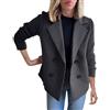 Generisch Lapel - Felpa da donna in maglia patchwork, stile casual, con doppio bordo, colore: blu, Nero , XXL
