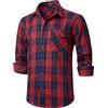 HISDERN Camicie da Uomo Manica Lunga Camicia Casual in Flanella Scozzese Camicie abbottonate a Quadri Rosso/Blu 4XL