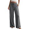 Generico Pantaloni di Lino Donna Estivi Pantaloni da Donna in Lino con Coulisse a Gamba Larga da in Estivi Leggeri Ampi per Il Libero Elastico Tessuto Comodo a Gamba Dritta Yoga Casual (Dark Gray, M)