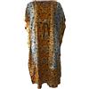 Ethnique Mode Caftano Lungo con Stampa Elefanti, Stile Boho, Vestito da Spiaggia in Cotone, Caftano lungo da donna (Ocra, Taglia Unica)