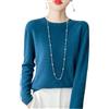 Generic Maglione di Lana 100% Merino da Donna con Collo Rotondo A Maniche Lunghe in Cashmere Elegante Maglia A Maglia Calda E Calda E Senza Cuciture Strati Base per Autunno Inverno Blu Scuro XS