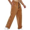 Duohropke Cord - Pantaloni da jogging da uomo, per riabilitazione laterale, apertura laterale, con bottoni automatici laterali, per il tempo libero, per lo sport, cachi, XL