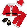 amropi Bambino Ragazzi Natale Babbo Cappotti e Pantaloni e Cappello e Calzini 4 Pezzi Caldo Set (Rosso e Bianco,6-12 Mesi)