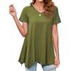 Enmain Donna Tunica Camicetta Verde Manica Corta Camicie Casual Estiva Scollo V Top Camicie Camicetta Longline Tinta Unita Magliette per Vacanze Primavera Estate,Verde Militare,XL