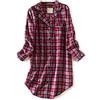 CHUNG Camicia da notte da donna a maniche lunghe, con bottoni, a quadri, camicia da notte scozzese, pigiama in flanella di cotone