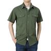 Generic Camicie da uomo a maniche corte cargo con doppie tasche estive tinta unita top da lavoro button down abbigliamento esterno, Z11-verde Camicie Con Doppie Tasche, L
