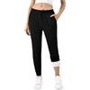 Ipletix Pantaloni termici da donna foderati in pile con 2 tasche, spessi e caldi pantaloni da jogging con coulisse, spessi pantaloni invernali per il tempo libero, la palestra e il jogging, Nero , XS