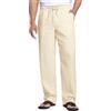 COOFANDY Pantaloni Lino Uomo Estivi Leggeri, Pantaloni in Misto Lino con Coulisse e Vita Elastica, Pantalone Casual Taglio Dritto per Mare, Spiaggia e Vacanza
