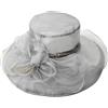 Jemnpela Cappello Solare Pieghevole da Donna Falda Larga Corona Piana Stile Derby in Organza Francese Protezione UV per Matrimoni Chiese e Feste del tè
