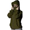 Generic Passamontagna da donna con cappuccio e maschera per il viso da sci, doppio cappuccio, in micropile con cerniera, giacca per autunno inverno, antivento, caldo, streetwear, atletica, allenamento, felpa