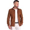 D'Arienzo Camicia in Pelle Scamosciata Blu Uomo Giacca Renna Estiva Primaverile Vera Pelle Calvin