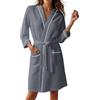 Cexiakong Accappatoio da donna, leggero, kimono, leggero, morbido, cardigan, vestaglia da casa, comodo accappatoio con tasche, maniche a 3/4, vestaglia lunga da notte, casual, da sauna, O grigio., M