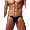 Newsywell - Slip da uomo in seta ghiacciata, T-back a vita bassa, bikini, nero, XX-Large