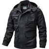 Generic Giacca con cappuccio da uomo, giacca militare staccabile, giacca militare tattica all'aperto, giacca softshell per passeggiate e campeggio, con tasche multiple, giacca a vento con cerniera completa,