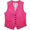 Generisch Gilet da donna elegante, senza maniche, in lino, da donna, corto, in cotone, con scollo a V, con bottoni, da donna, estivo, in tinta unita, per affari